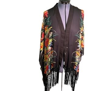 Max C London Sheer Kimono Black Floral